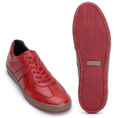 Belvedere "Edson" Antique Red Genuine Italian Sift Calf Lace-up Casual Sneakers.